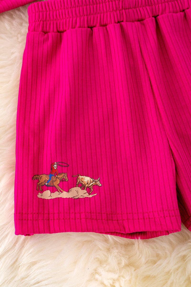 Rodeo Baby" Hot pink 2 piece set. OFG40672 JEAN: 2XL