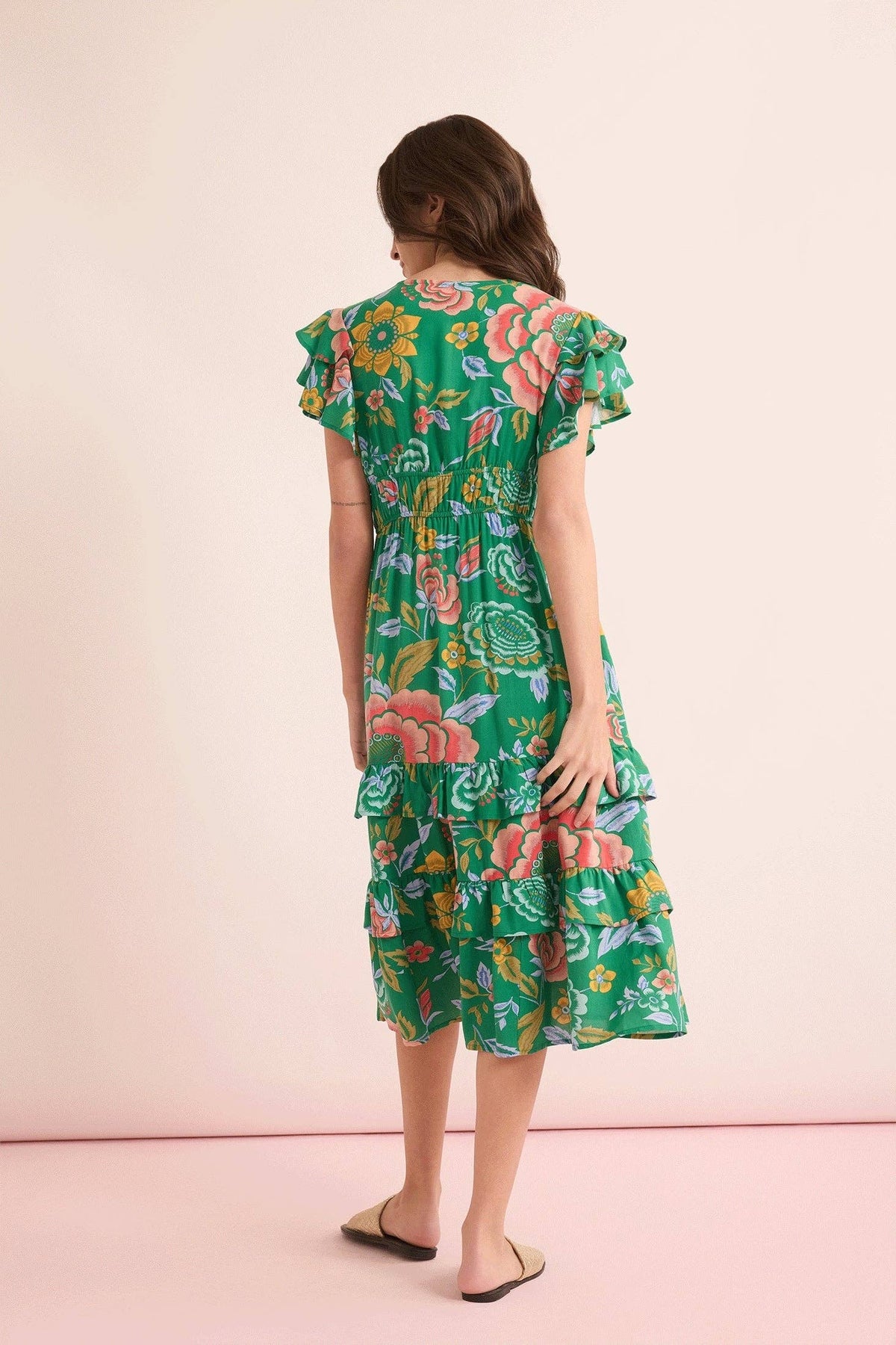 Ariana Empire Dress In Green: Green / Medium