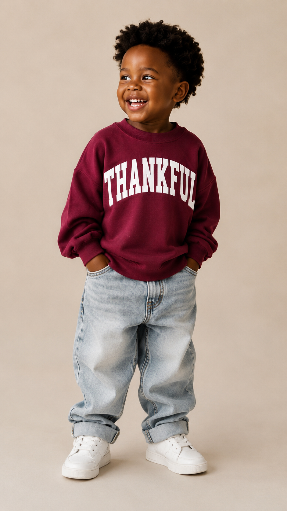 Thankful Varsity Kids Sweatshirt (Maroon)