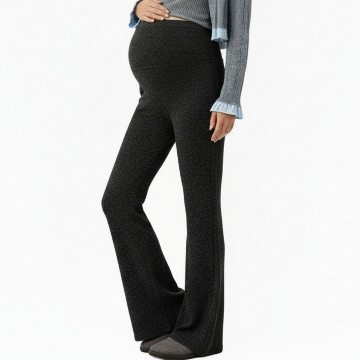 Maternity High Waist Flare Pants with Soft Stretch Fabric an: Black / Large 12-14
