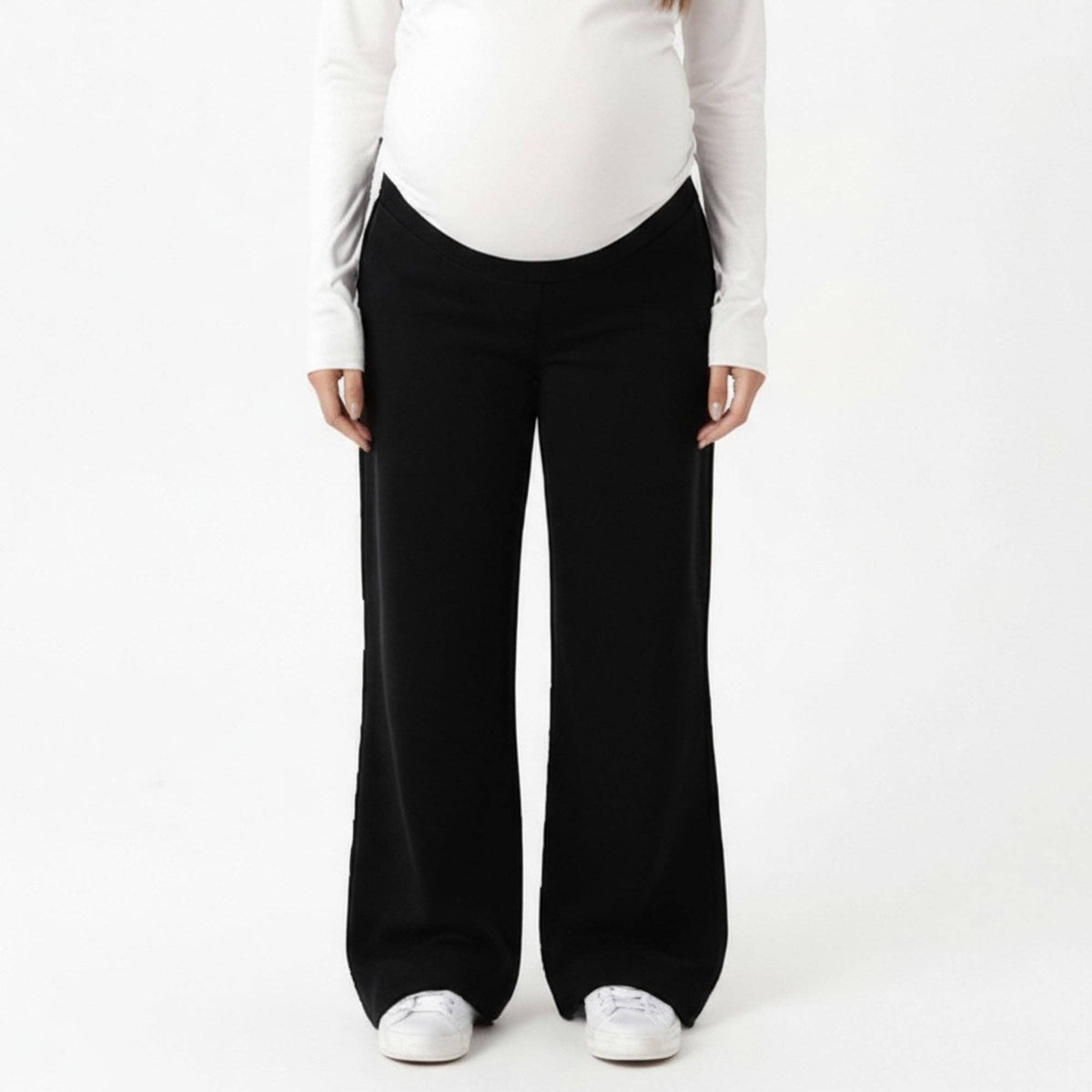 Maternity High Waist Flare Pants with Soft Stretch Fabric an: Black / Large 12-14