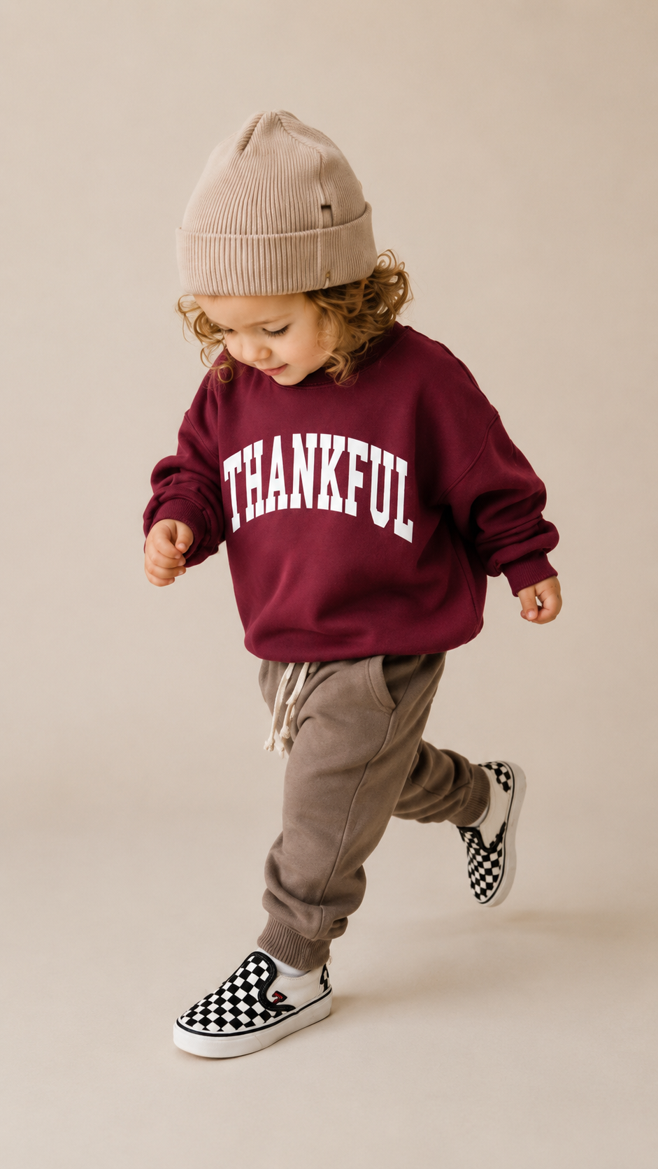 Thankful Varsity Kids Sweatshirt (Maroon)