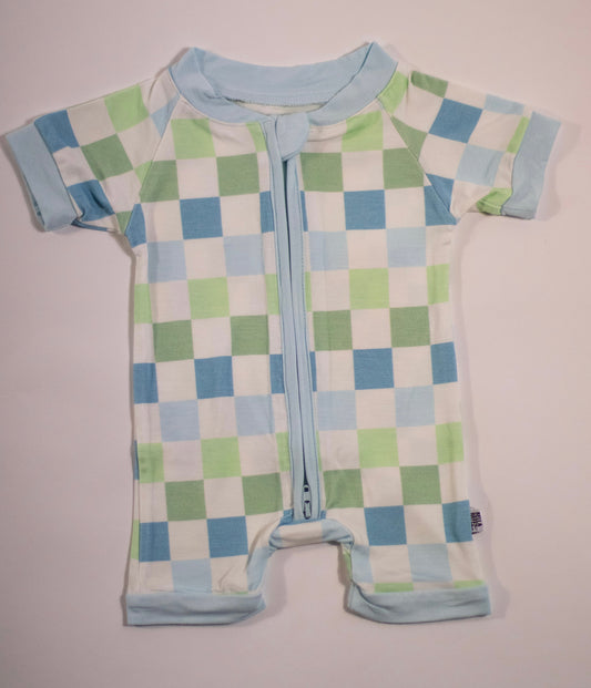 Ocean Checks Bamboo Shortie Romper (FINAL SALE)