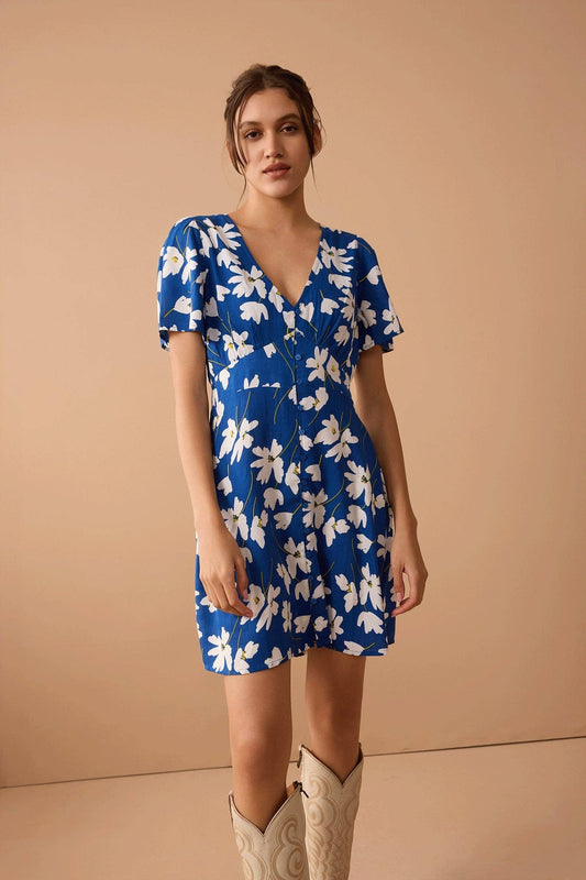 Sophia's Garden Dress In Blue: Blue / Small