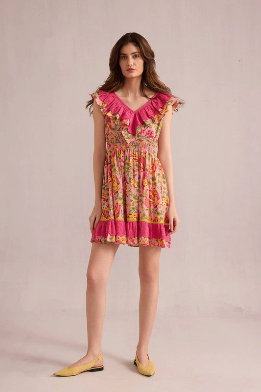 My Lush Oasis Empire Waist Dress Pink and Peach: Pink and Peach / Extra large