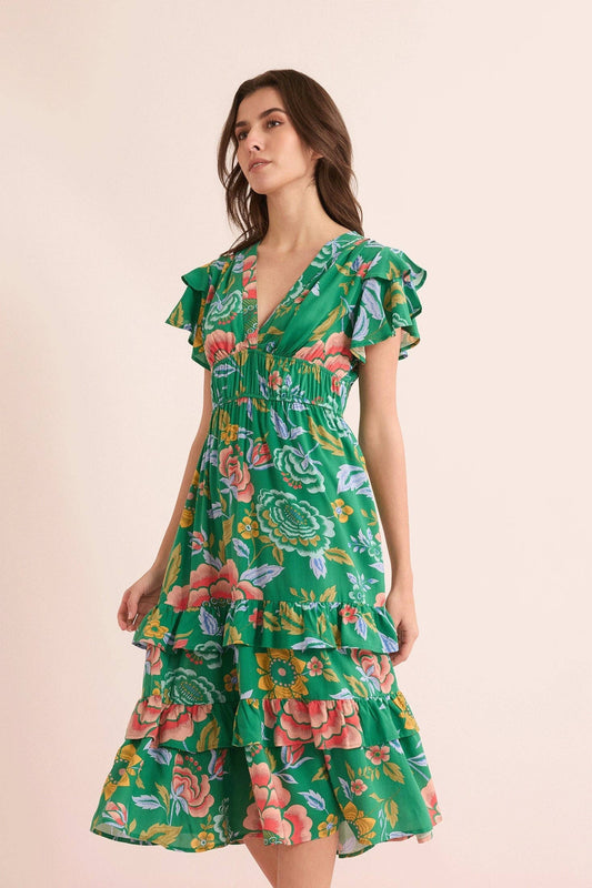 Ariana Empire Dress In Green: Green / Medium