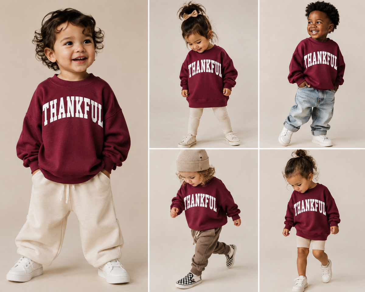 Thankful Varsity Kids Sweatshirt (Maroon)