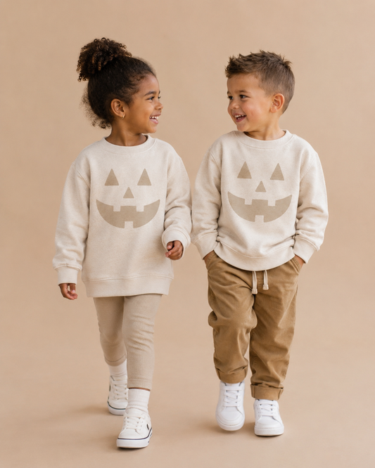 Neutral Jack-O-Lantern Baby/Kids Halloween Pullover