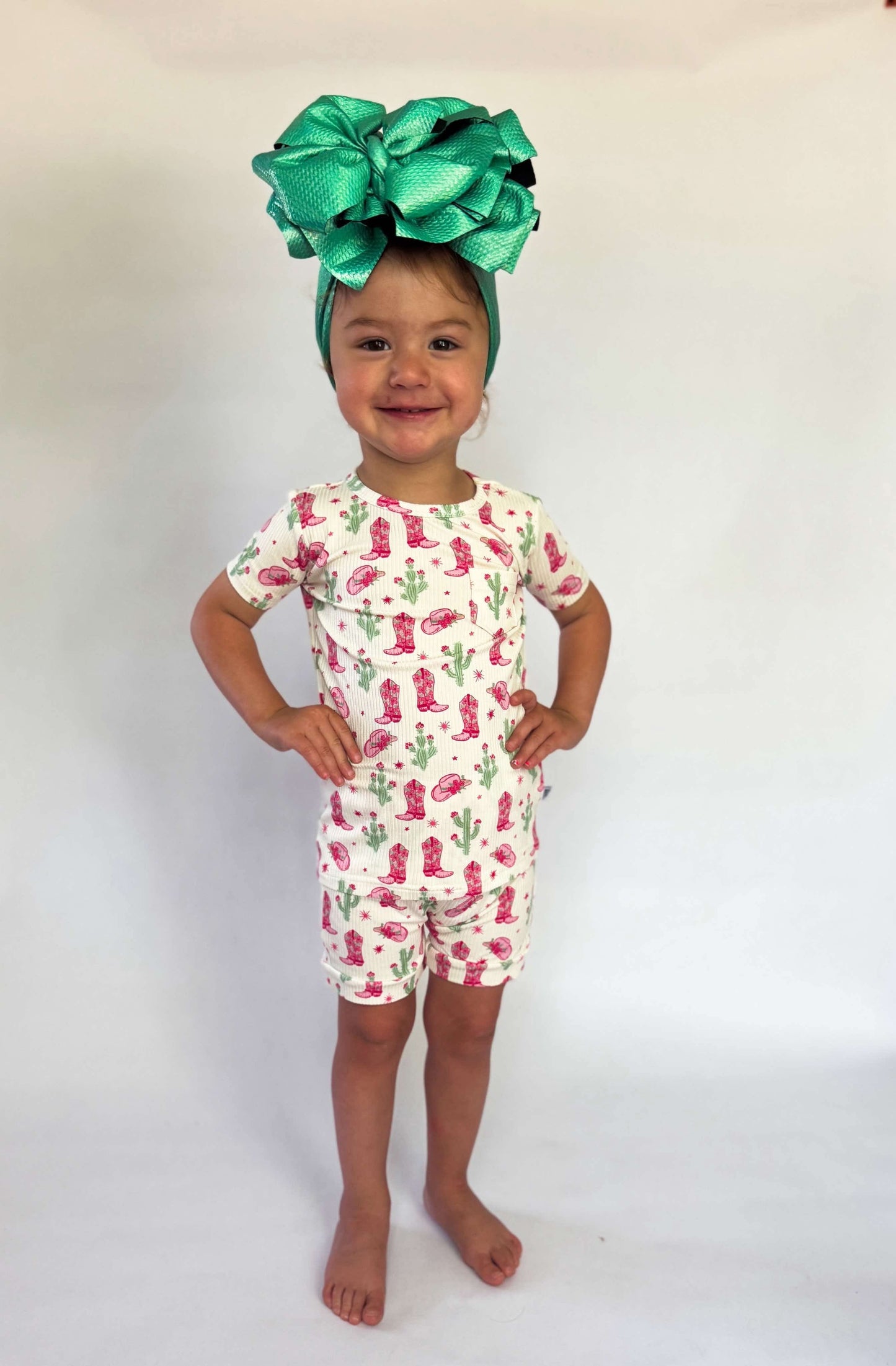 6/12 Months Coastal Cowgirl Ribbed Bamboo Short Set