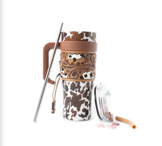 Myra Wide Wyoming Tumbler In Brown And White