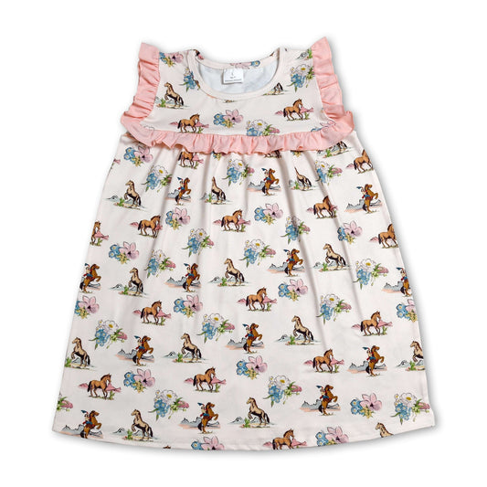 Ruffle horse rodeo baby girls western dresses
