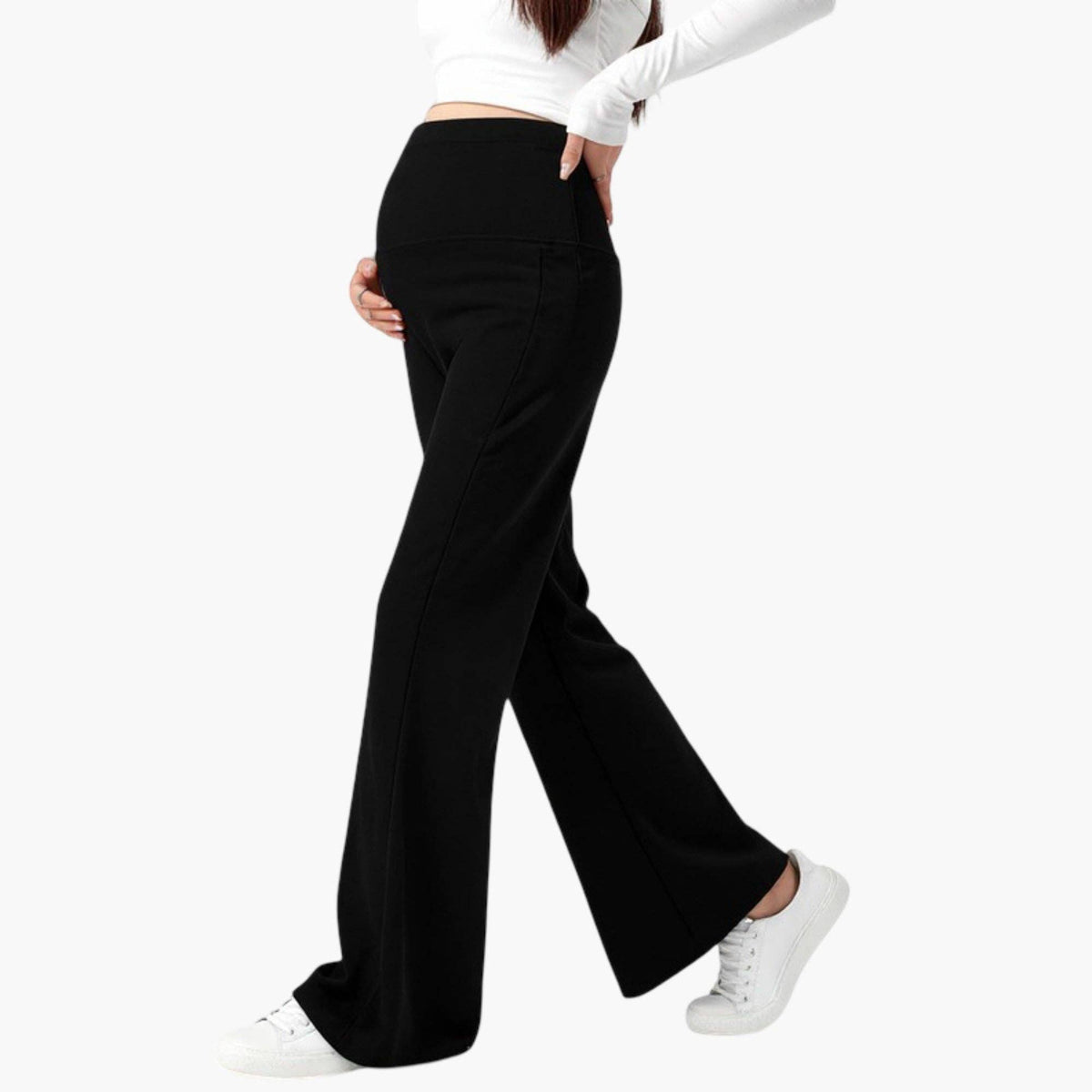 Maternity High Waist Flare Pants with Soft Stretch Fabric an: Black / Medium 8-10