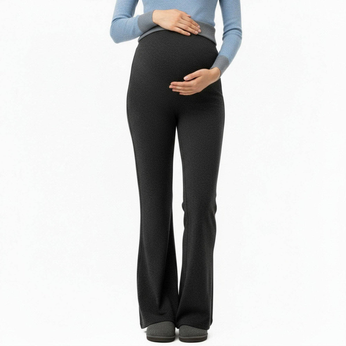 Maternity High Waist Flare Pants with Soft Stretch Fabric an: Black / Medium 8-10