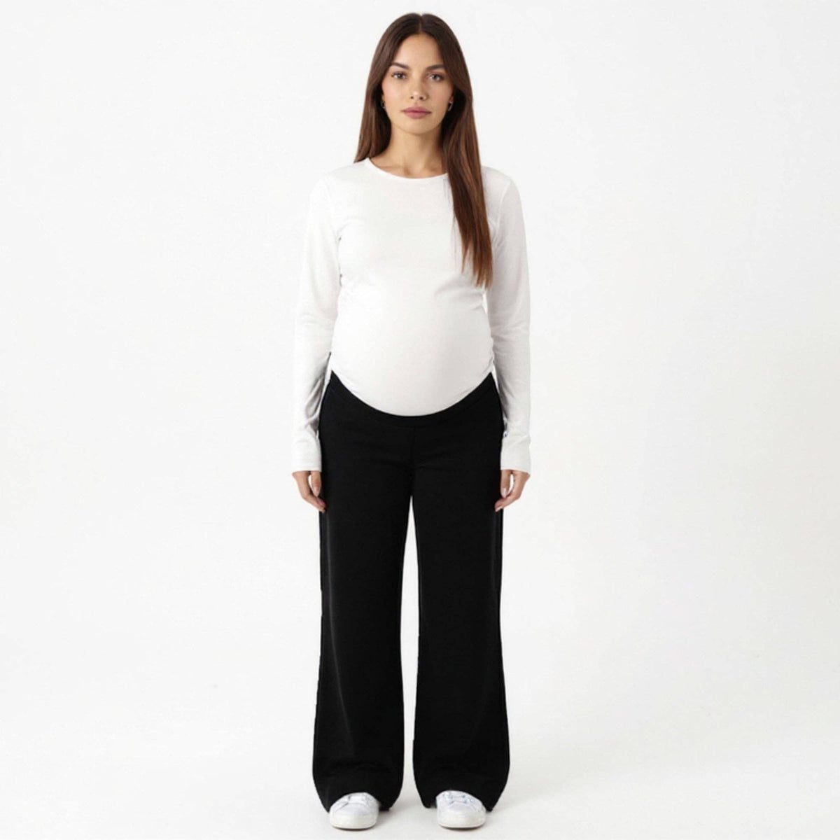 Maternity High Waist Flare Pants with Soft Stretch Fabric an: Black / Medium 8-10