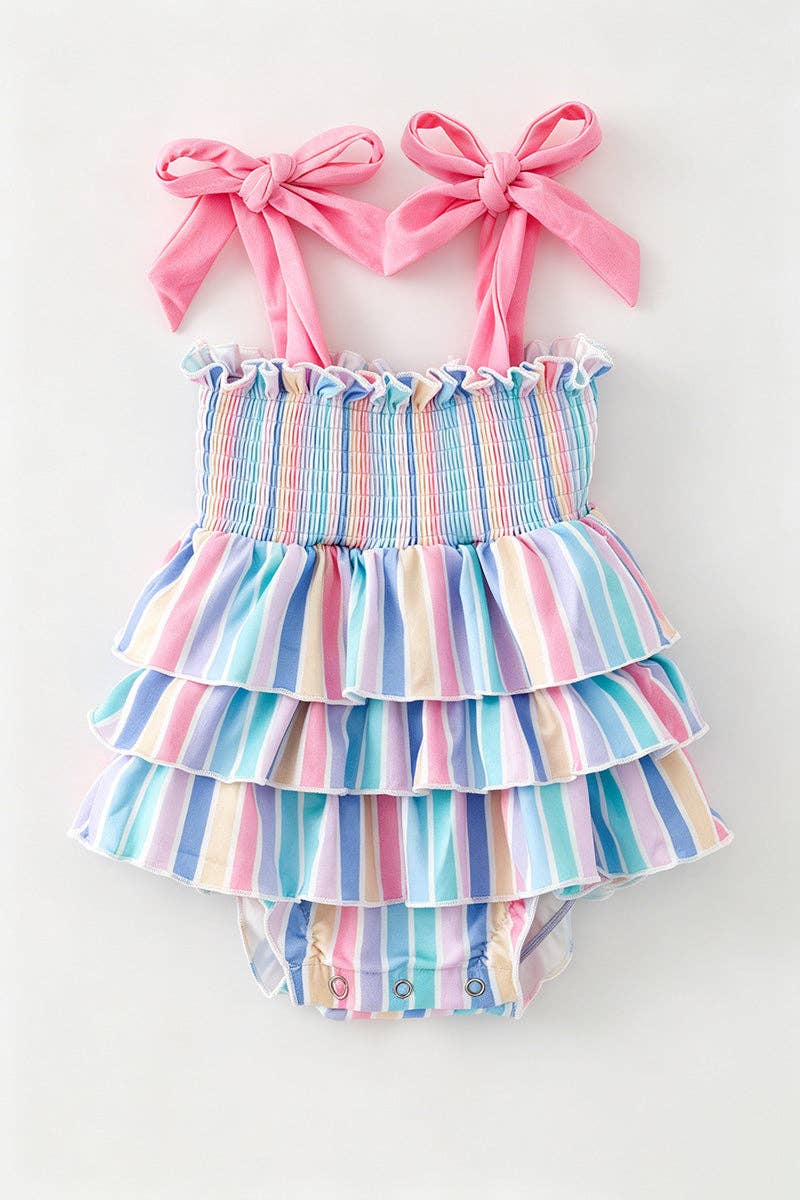Pastel Stripe tiered bodysuit. RPG64275 SOL: 6-12M
