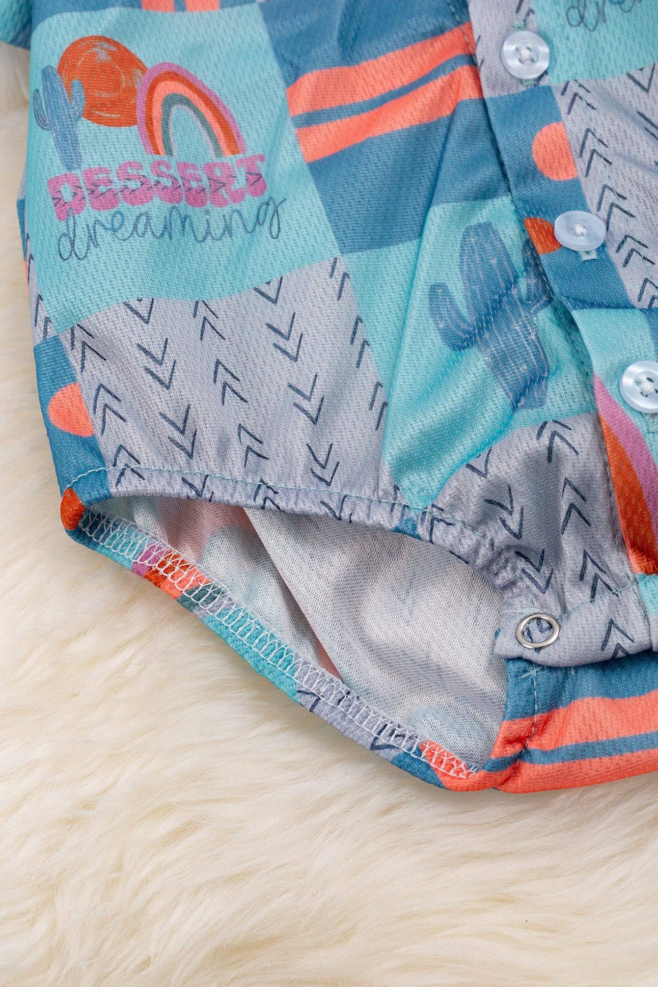 Dessert dreaming" Rainbow printed boys baby bodysuit. RPB25154004 SOL: 6-12M